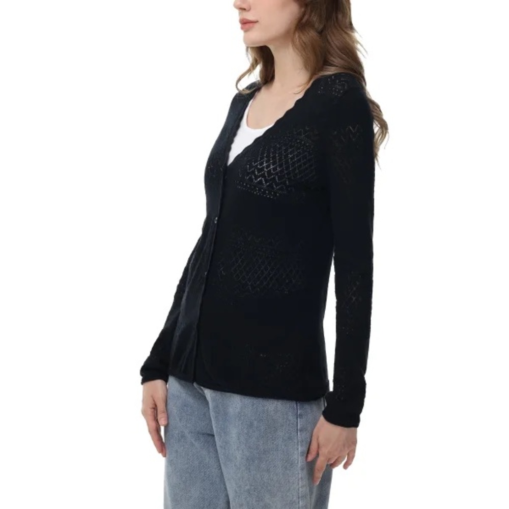 Frye Women's Pointelle button front Cardigan nwt - Picture 3 of 7